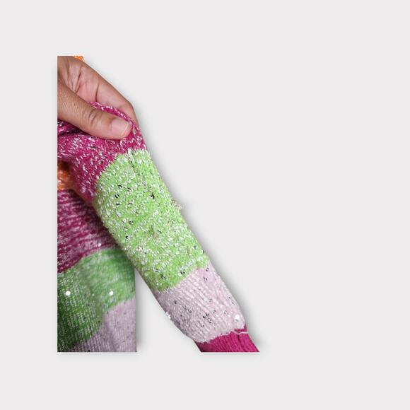 Olivia Rubin Womens Mika Rainbow Stripe Cardigan L Colorful Knitwear - Picture 5 of 10